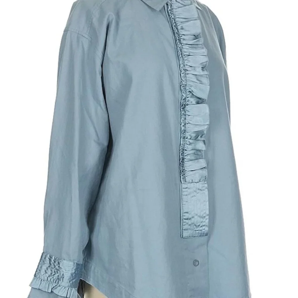 NWT We The Free Night Moves Shirt Blouse Boho Ruffle Blue $148 - Picture 15 of 15